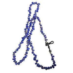 Eyeglass lanyard Blue chip beads with gold beads 26" long
